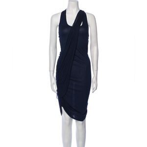 Alice + Olivia Draped Leather T-back Jersey Dress